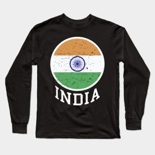 India Flag Logo Tricolor with Ashoka Chakra Desi Indian Long Sleeve T-Shirt